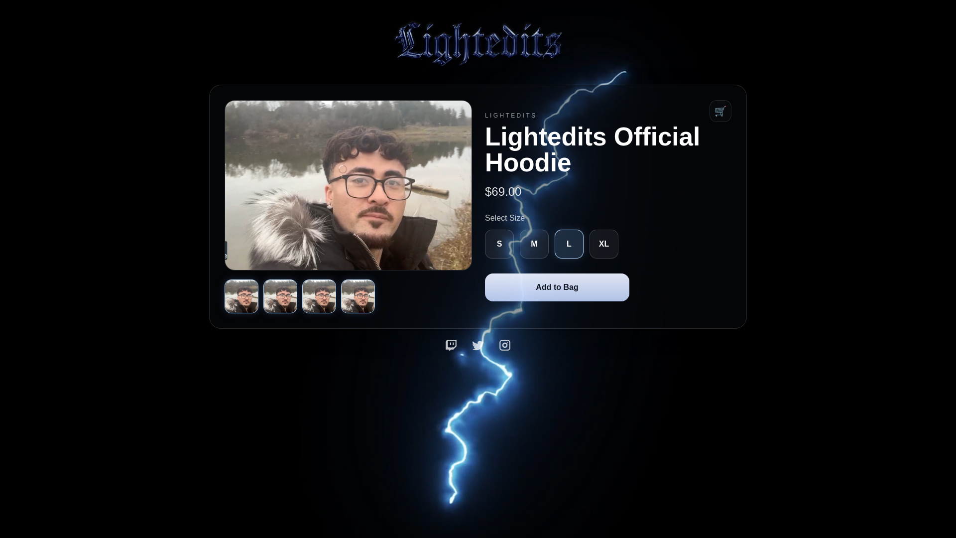 website screenshot of https://lightedits.store