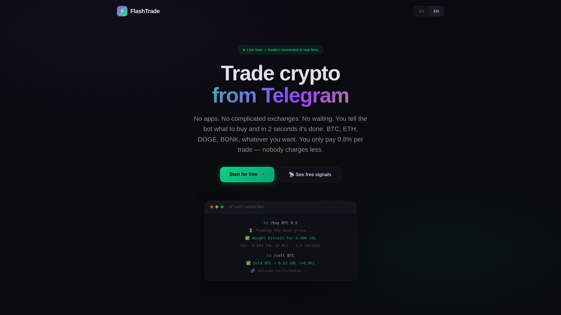 website screenshot of https://flashtradebot.com/