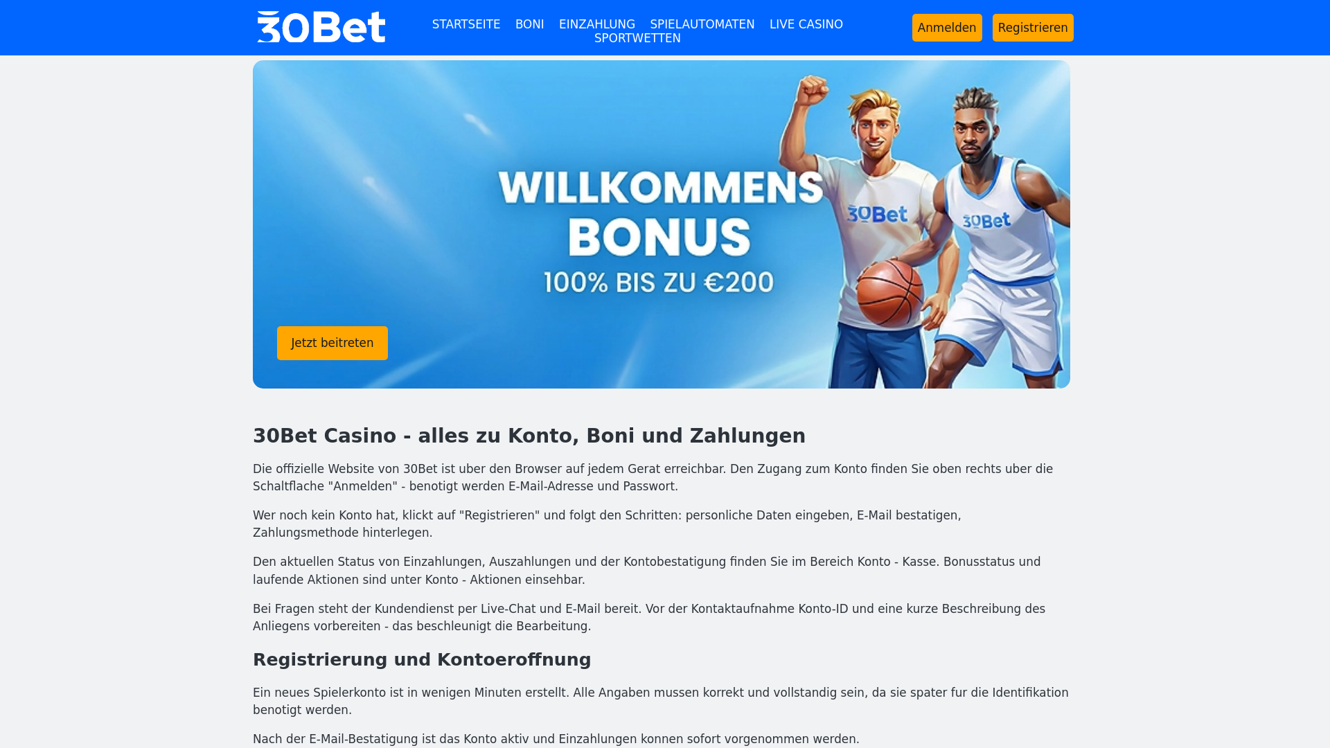 website screenshot of https://30betde.com