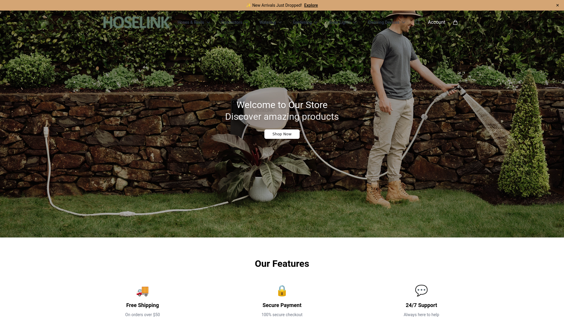 website screenshot of https://hoselinkdirect.shop/