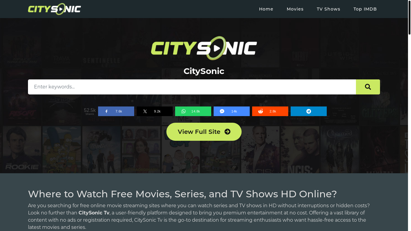 website screenshot of https://citysonic.tv/