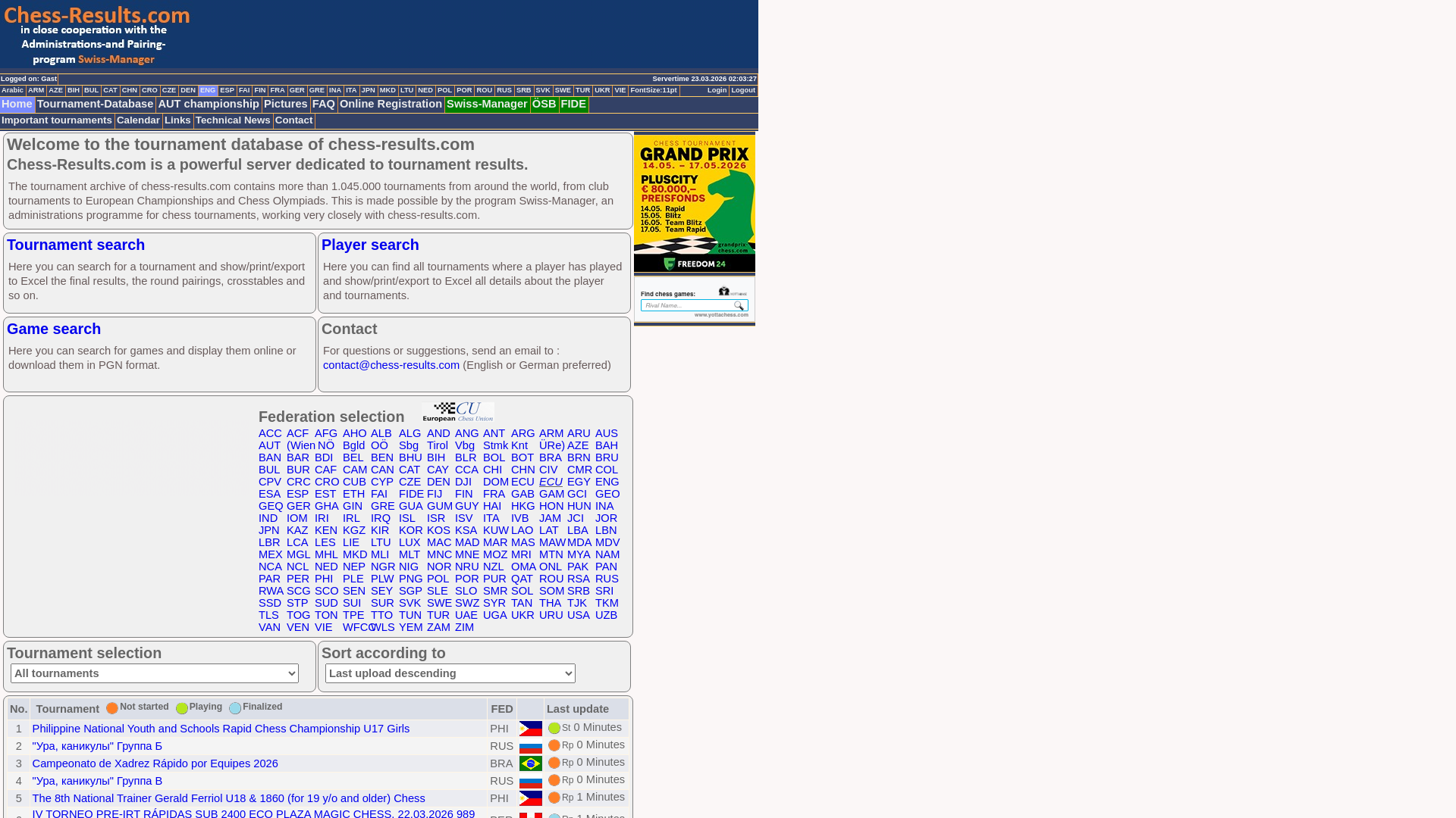website screenshot of https://s2.chess-results.com