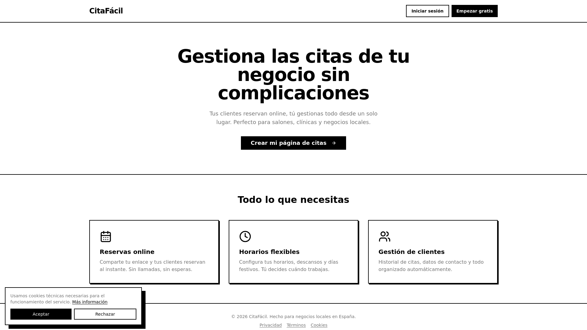 website screenshot of https://citafacil-d1y.pages.dev/