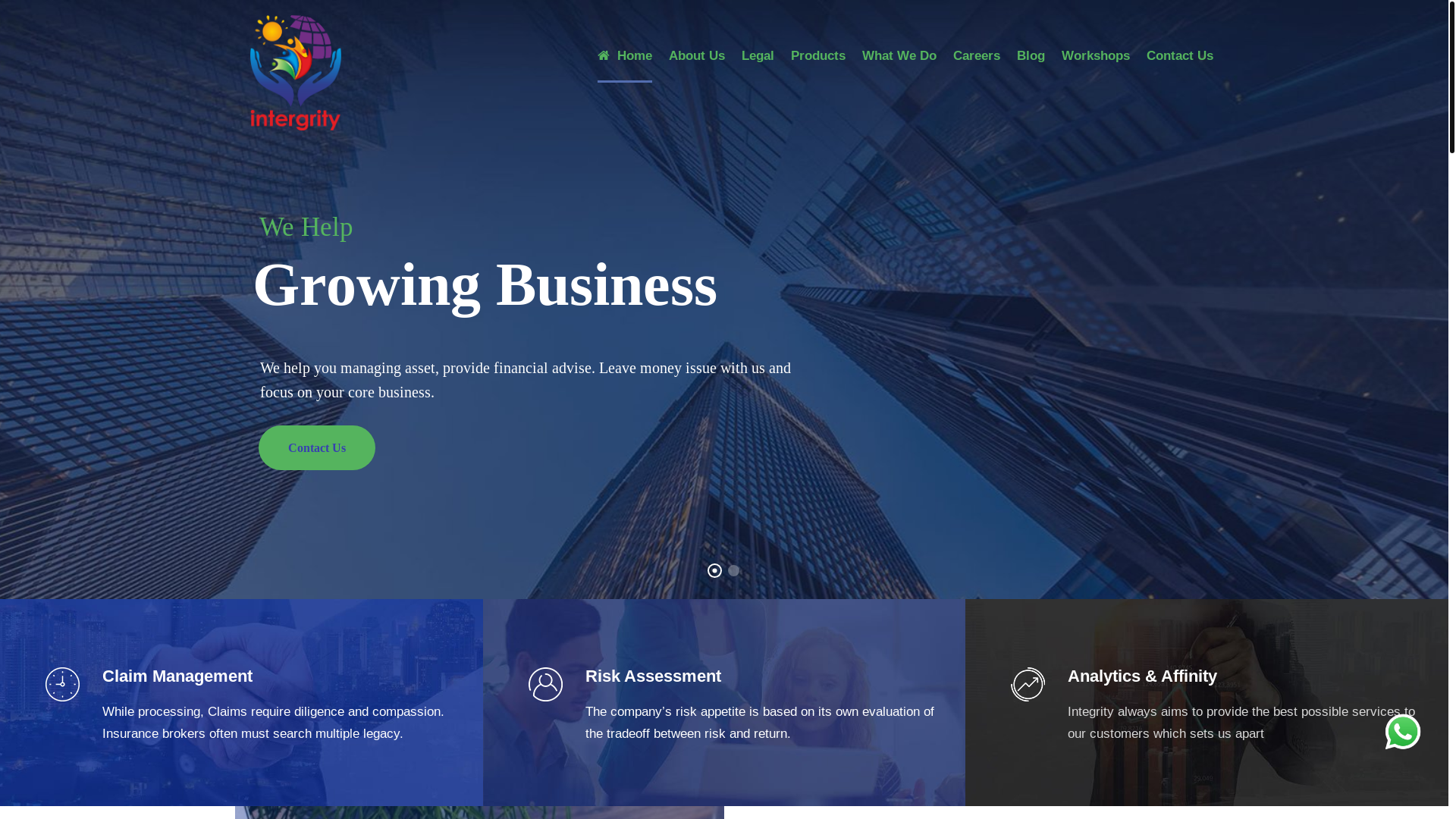 website screenshot of https://integrityimf.in/
