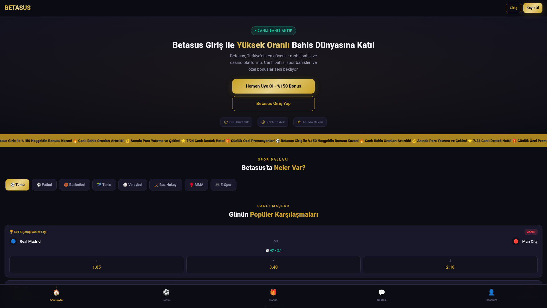 website screenshot of https://m.betasusyeniadresi.vip