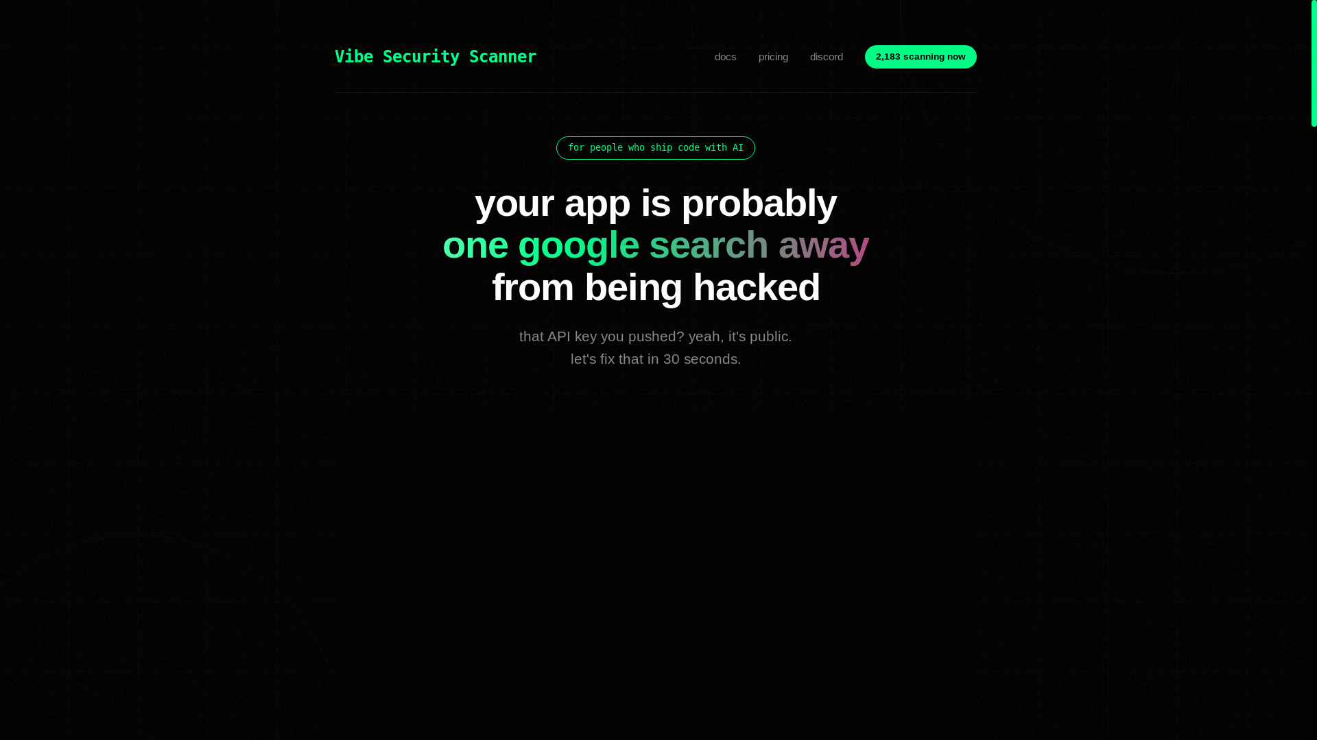 website screenshot of https://vibe-security.pages.dev/