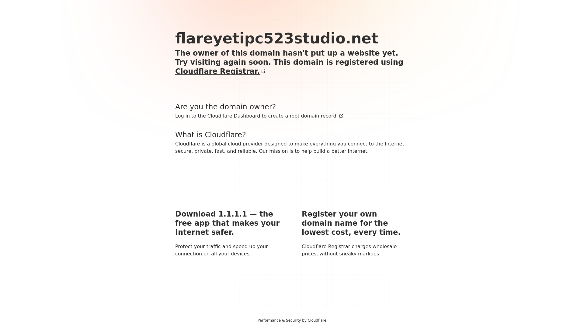 website screenshot of https://flareyetipc523studio.net/