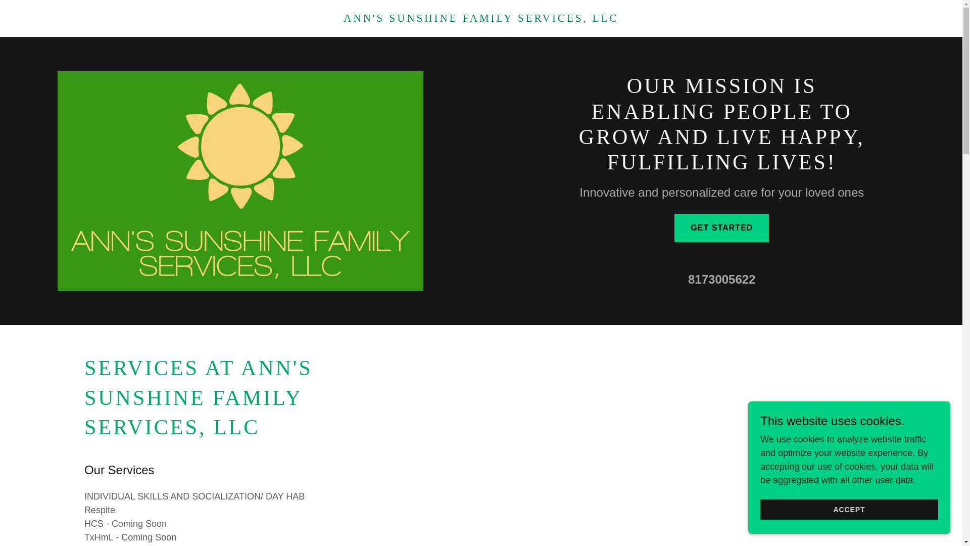 website screenshot of https://annsunshinefamilyservices.com/