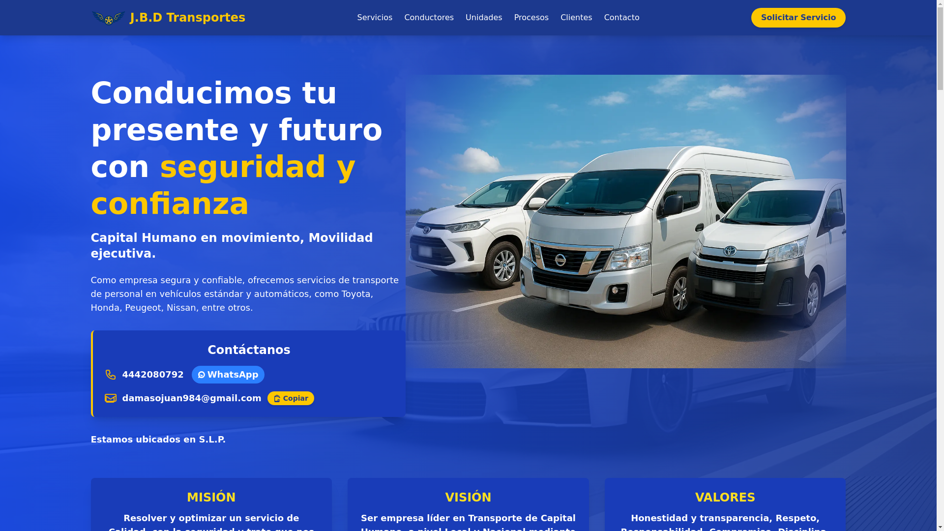 website screenshot of https://jbdtransportes.com/