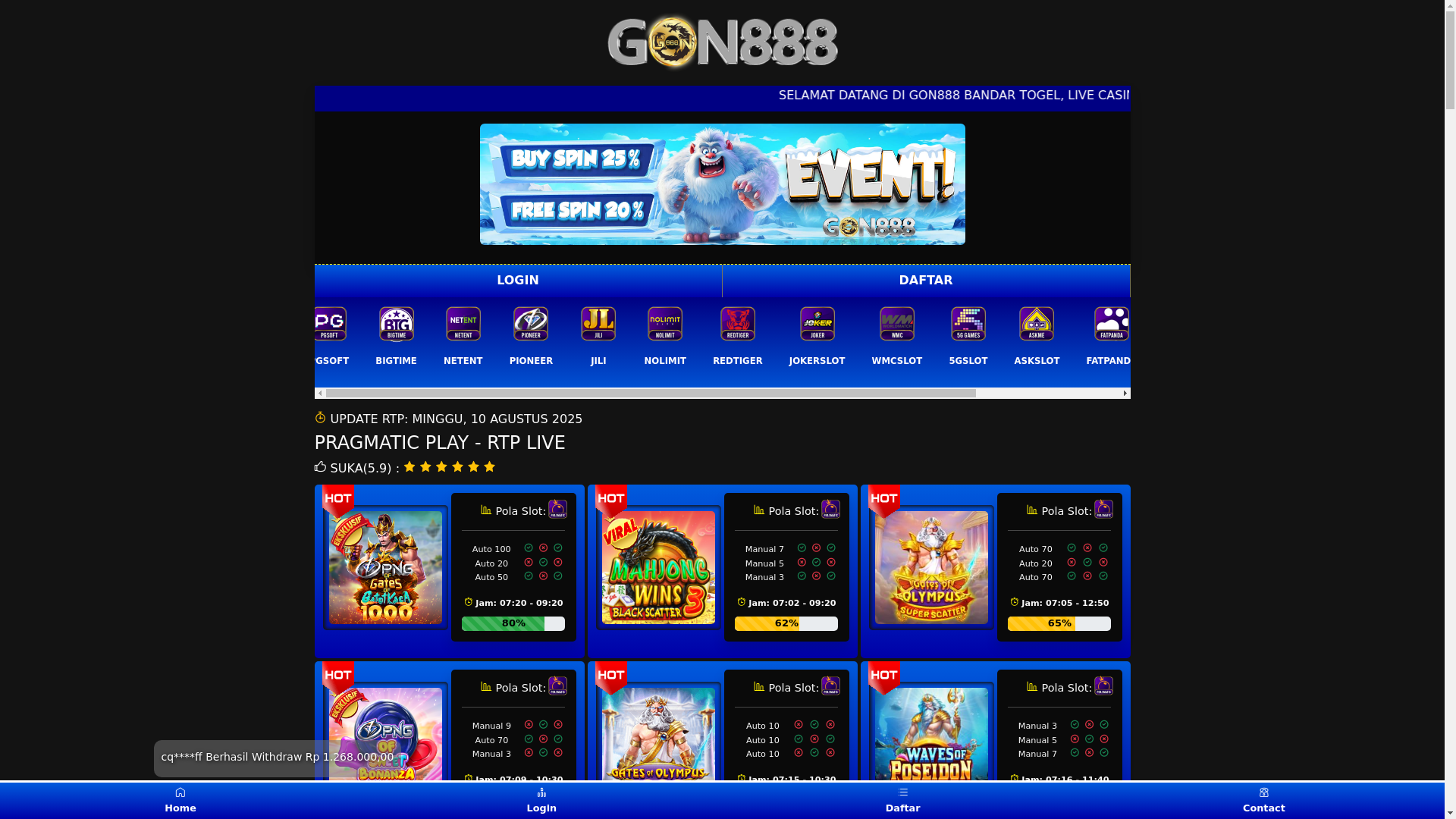 website screenshot of https://gon888-rtp-terbaru-resmi.pages.dev/