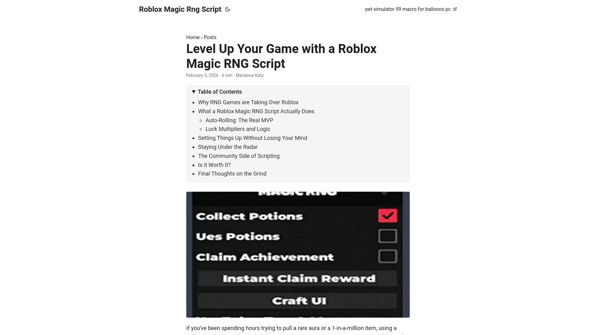 website screenshot of https://roblox-magic-rng-script.pages.dev/
