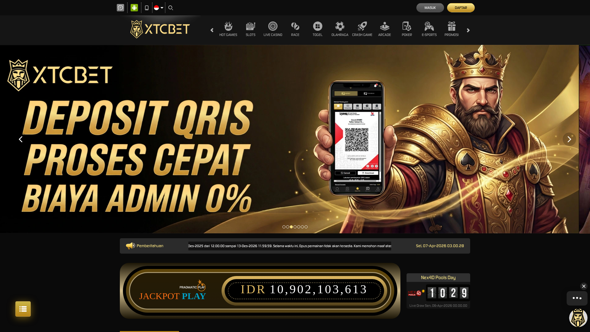 website screenshot of https://xtcbet700.com