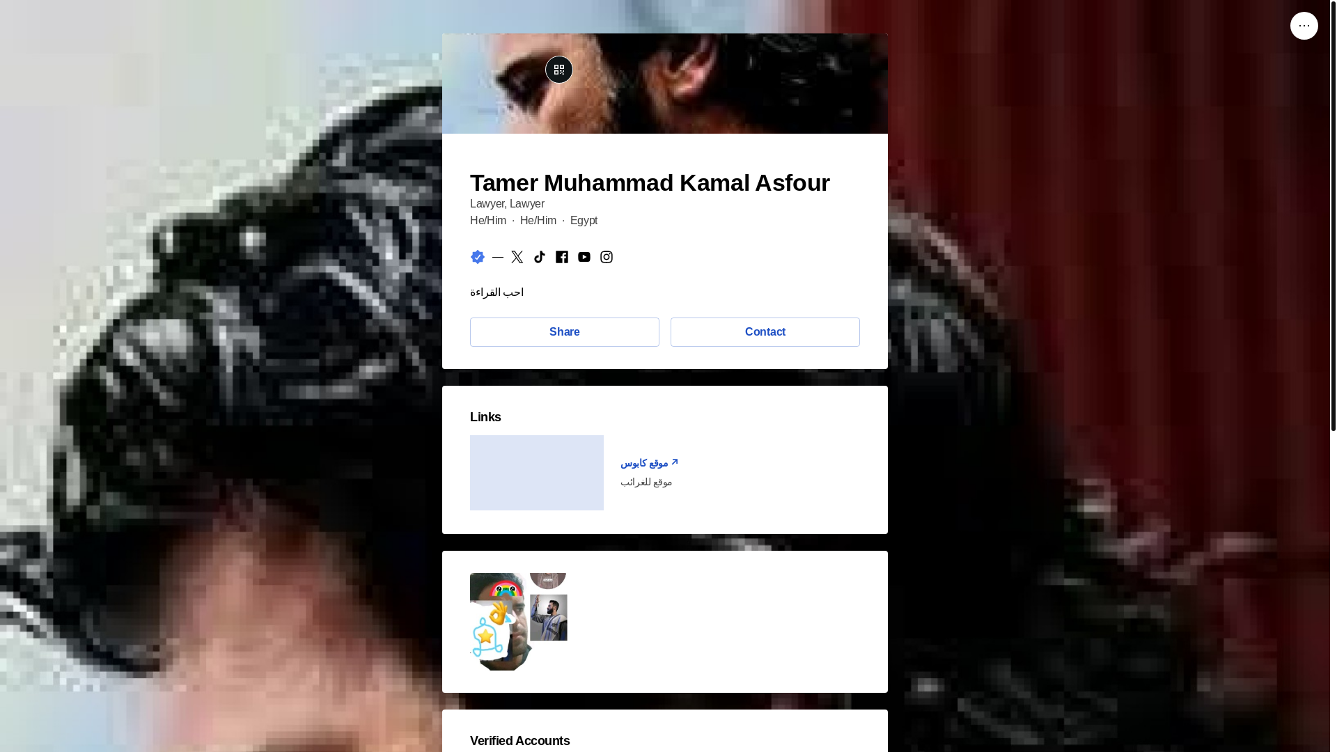 website screenshot of https://tamermuhammadkamalasfour.link/