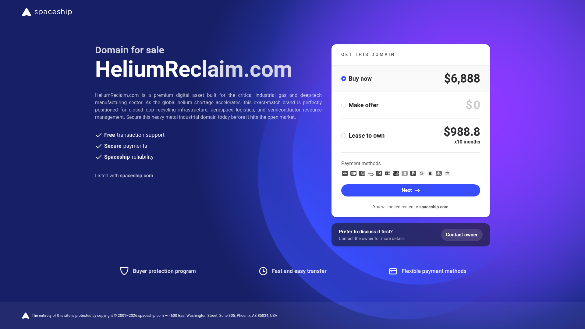 website screenshot of https://heliumreclaim.com/