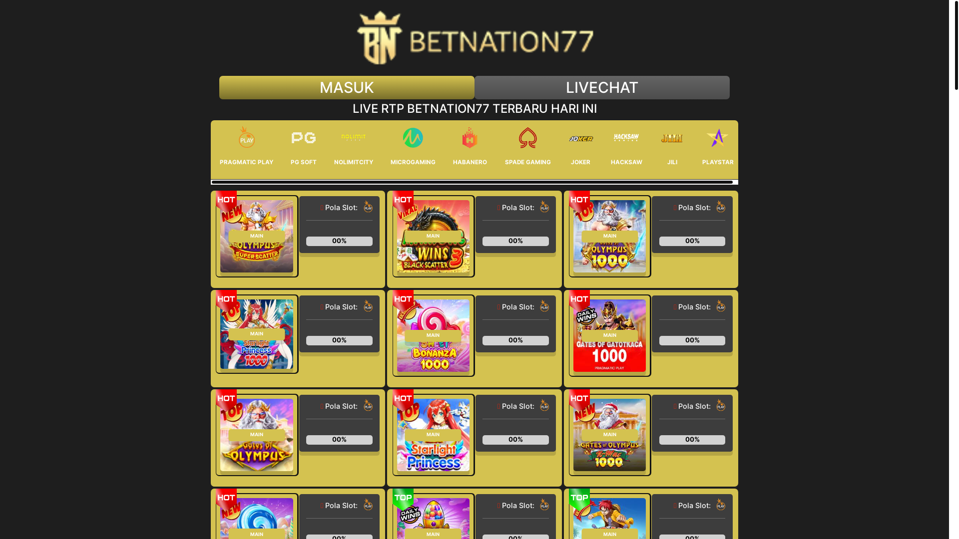 website screenshot of https://rtpbetnation6.monster/