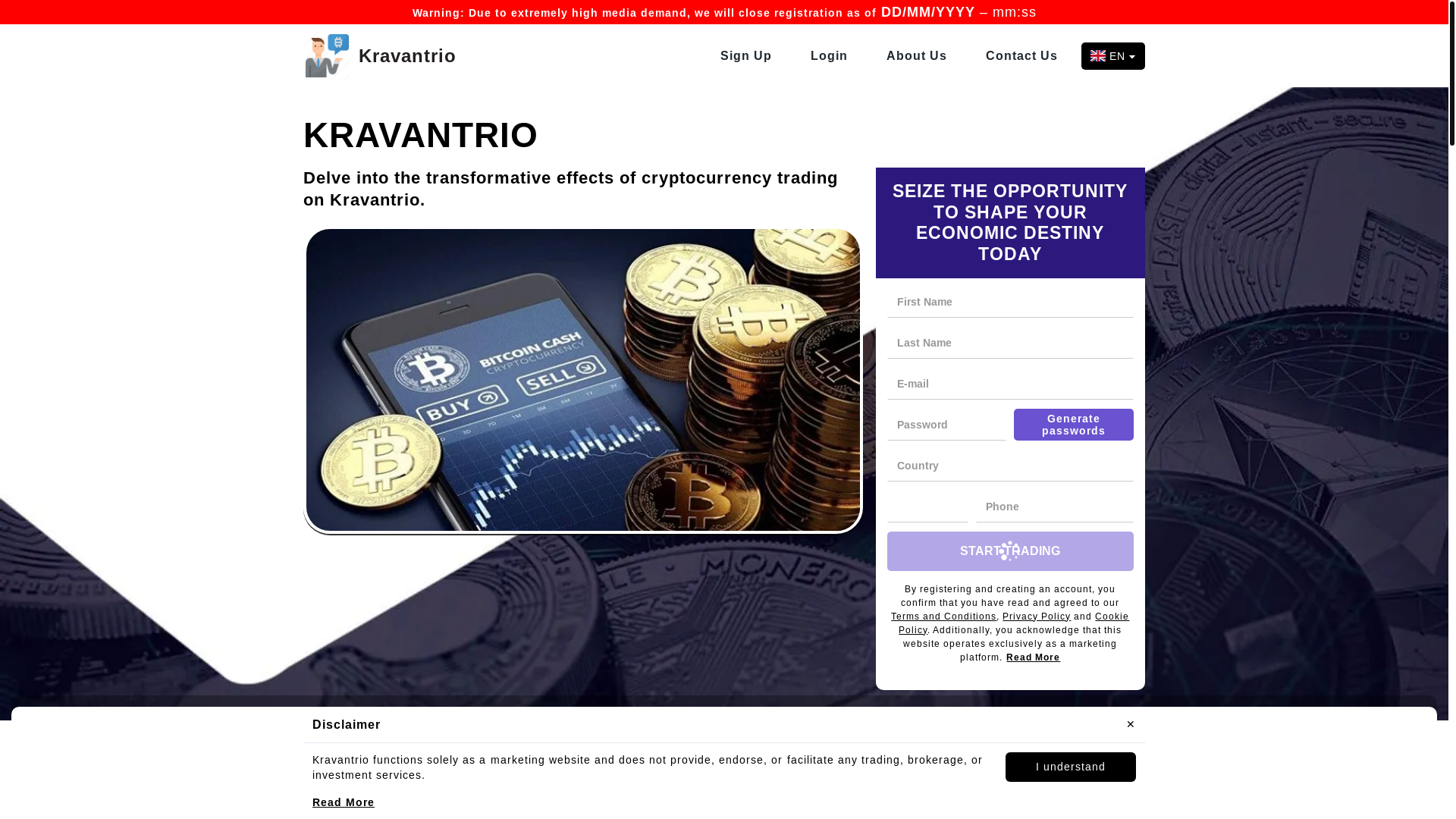 website screenshot of https://kravantrio-system.com/