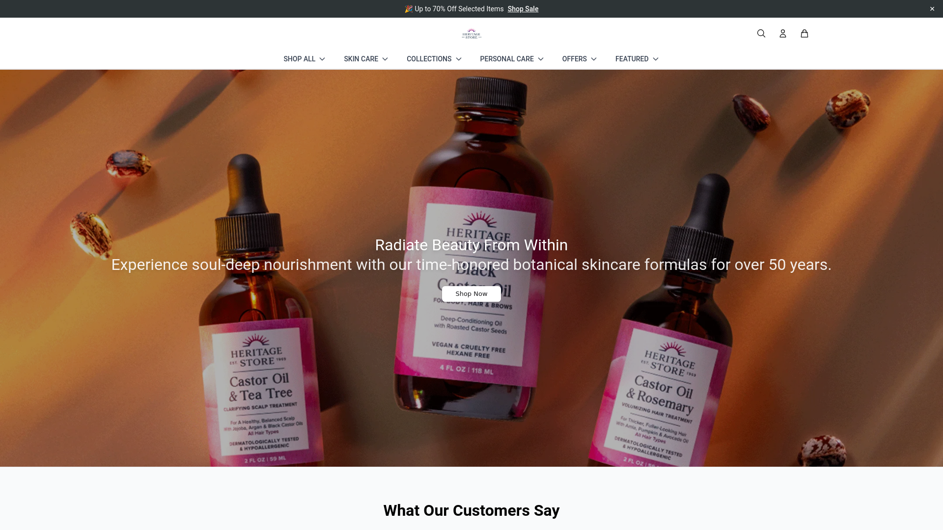 website screenshot of https://heritagestorecare.shop/