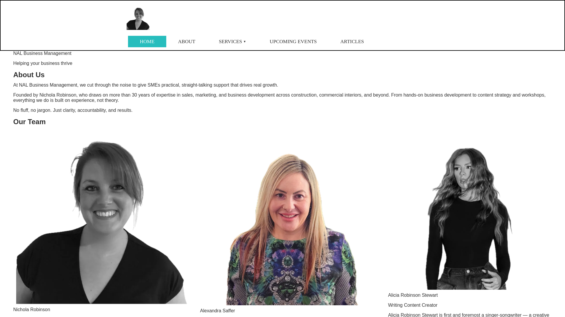 website screenshot of https://nal-business-management-website.pages.dev/