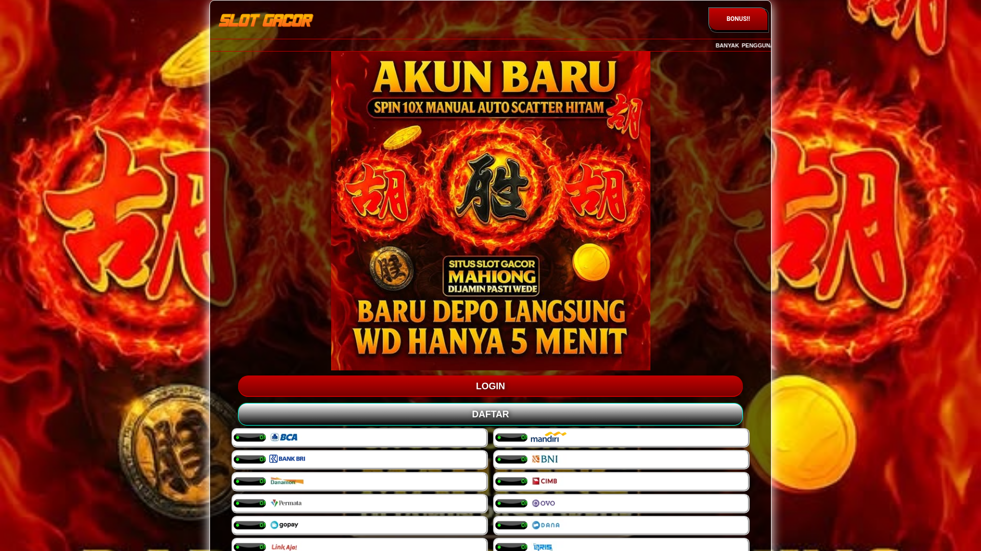 website screenshot of https://slotjuara9vkc.space/