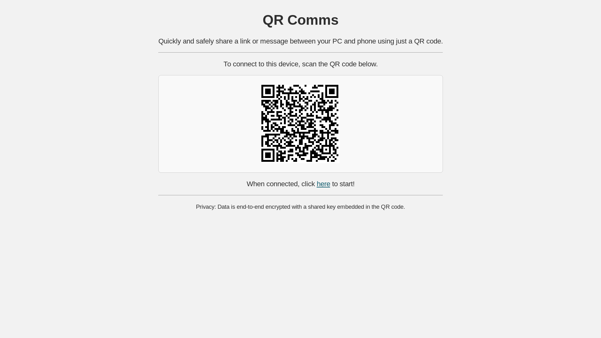 website screenshot of https://qr-comms.pages.dev/
