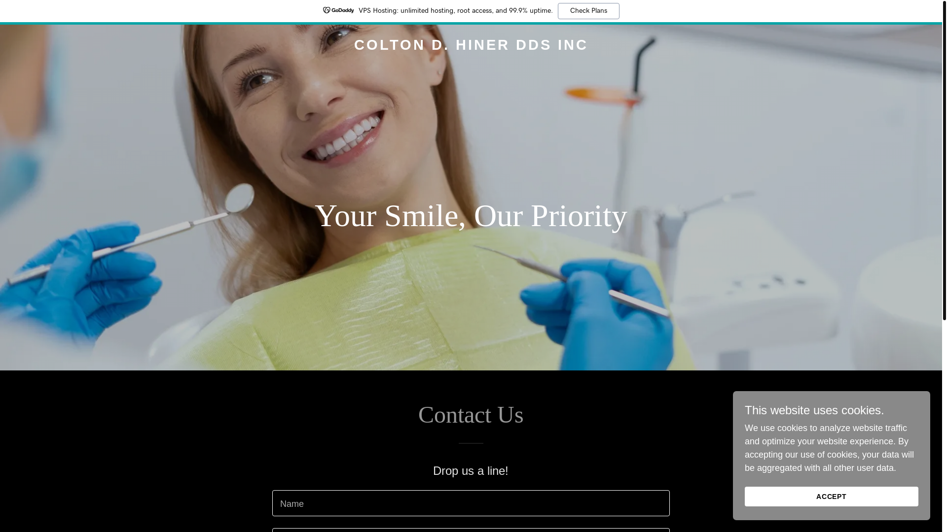 website screenshot of https://hinerdental.com/