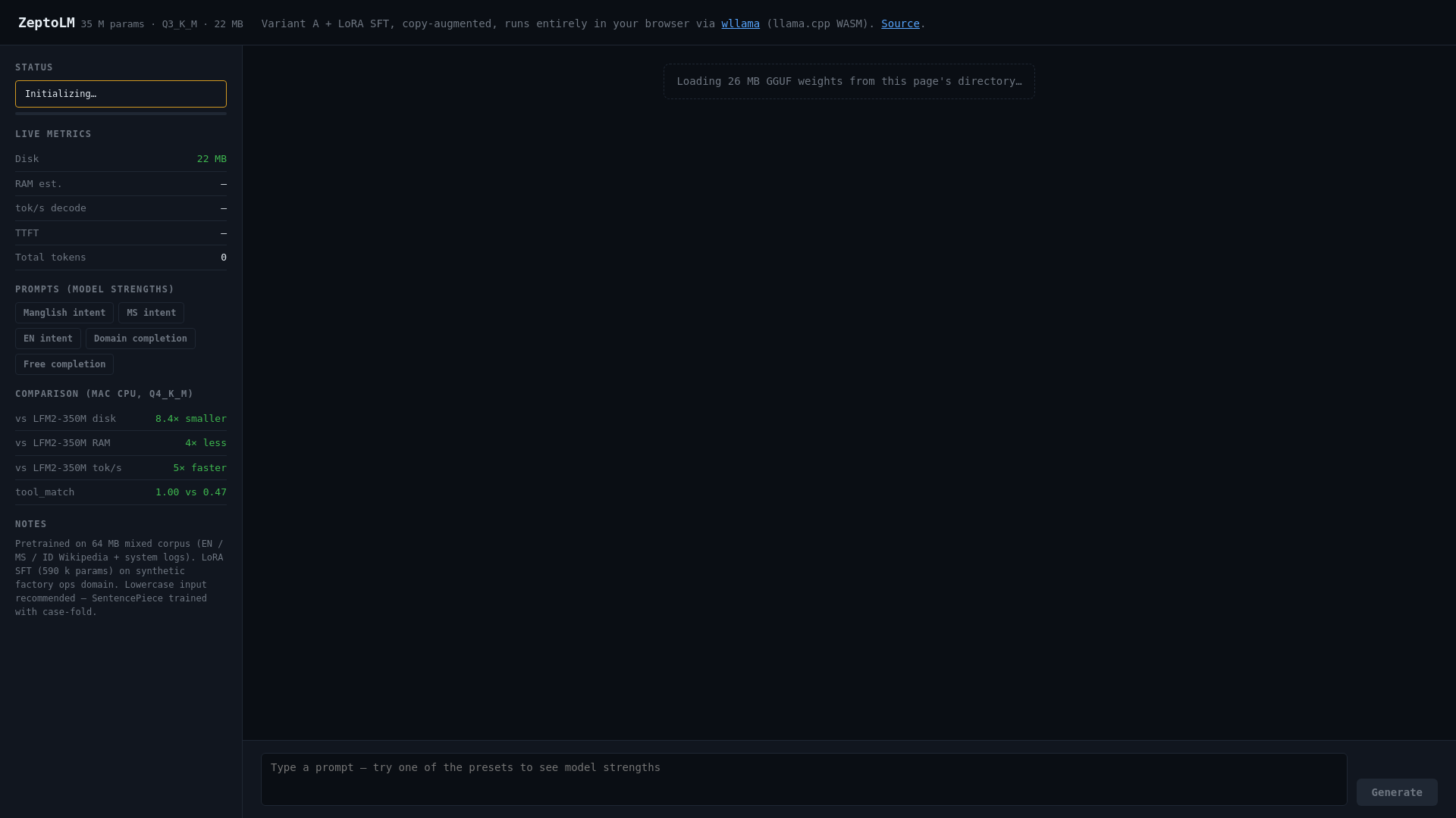 website screenshot of https://zeptolm-demo.pages.dev/