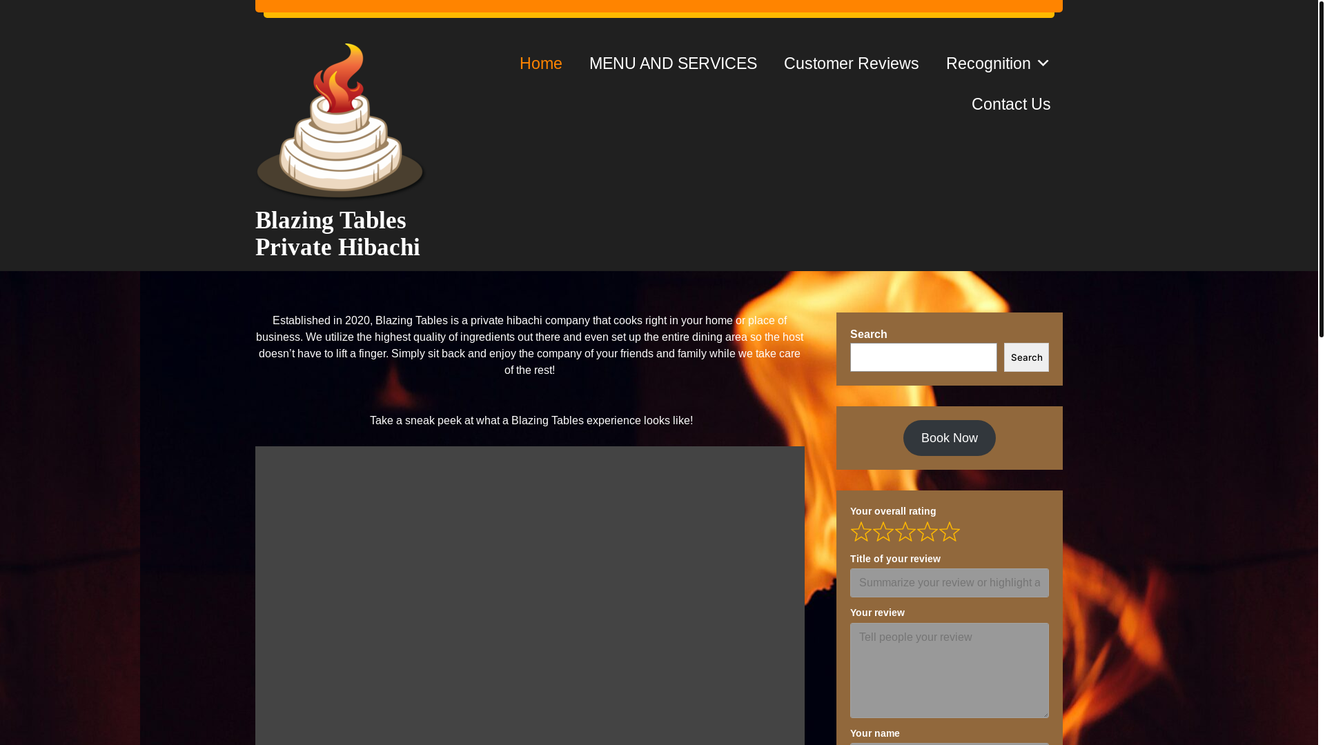 website screenshot of https://blazingtablescatering.com/