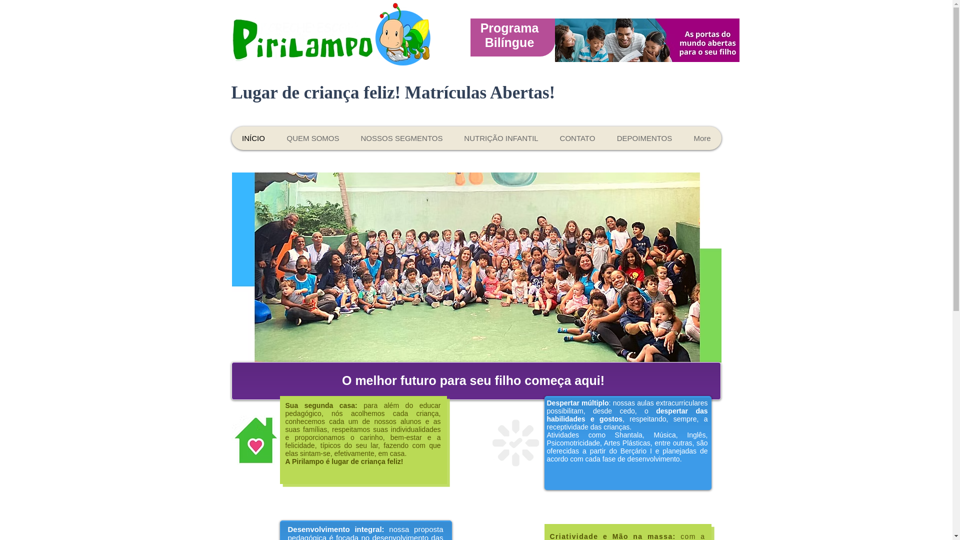 website screenshot of https://crechepirilampo.com/