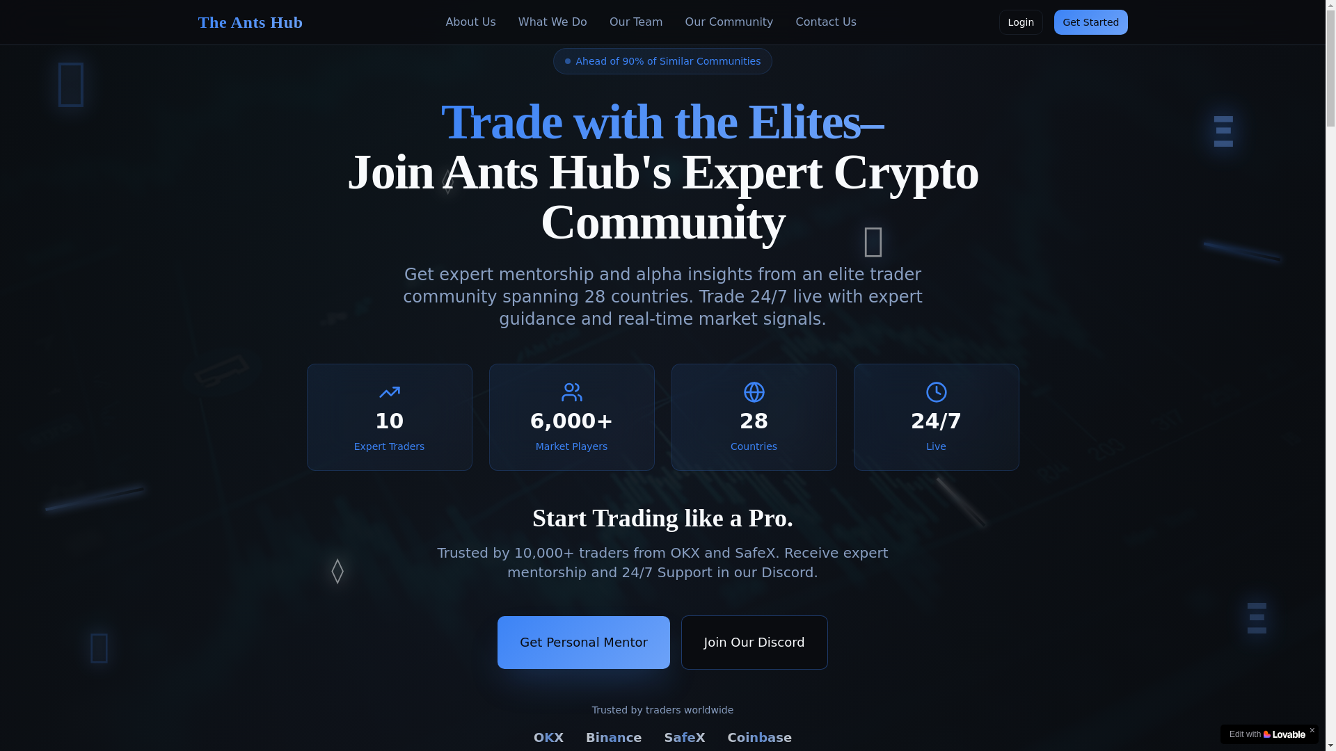 website screenshot of https://antshub.co/