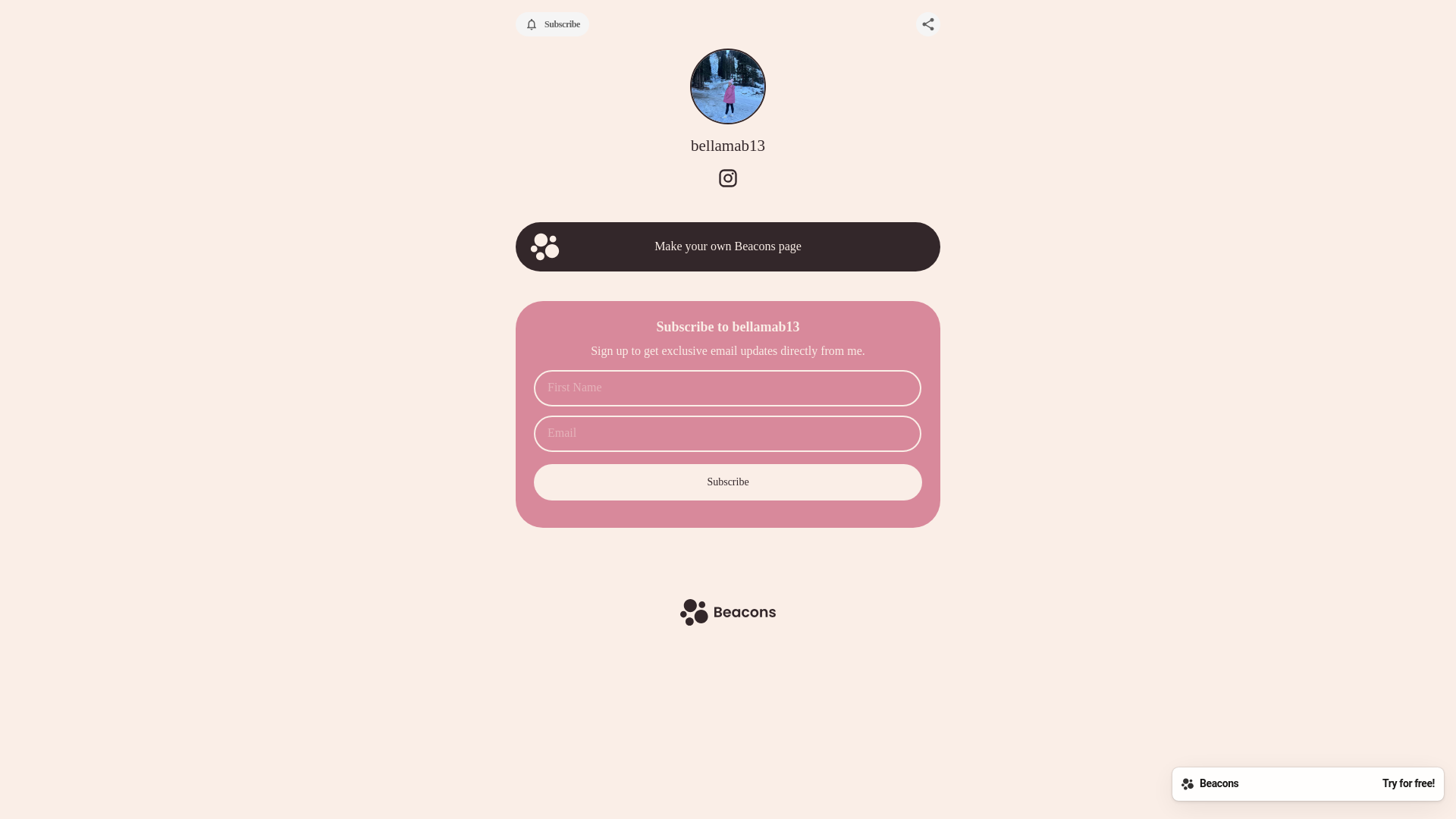 website screenshot of https://bellamab13.com/