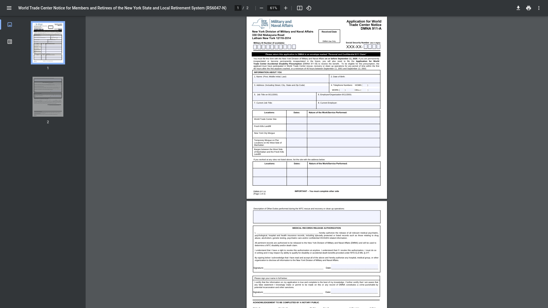 website screenshot of https://dmna.ny.gov/911/docs/DMNA_Form911-A-Application_for_World_Trade_Center_Notice.pdf