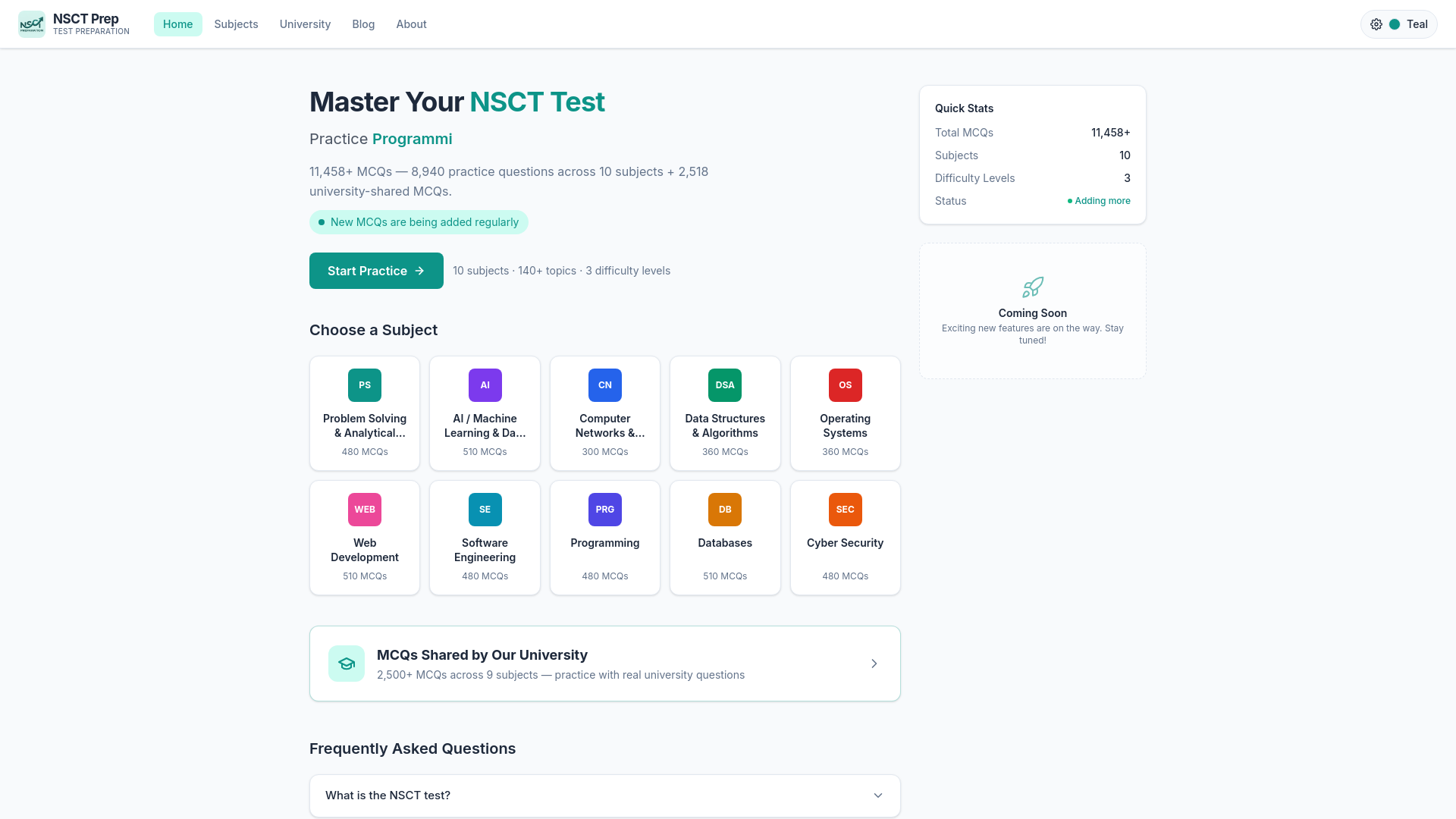 website screenshot of https://nsctprep.dev/