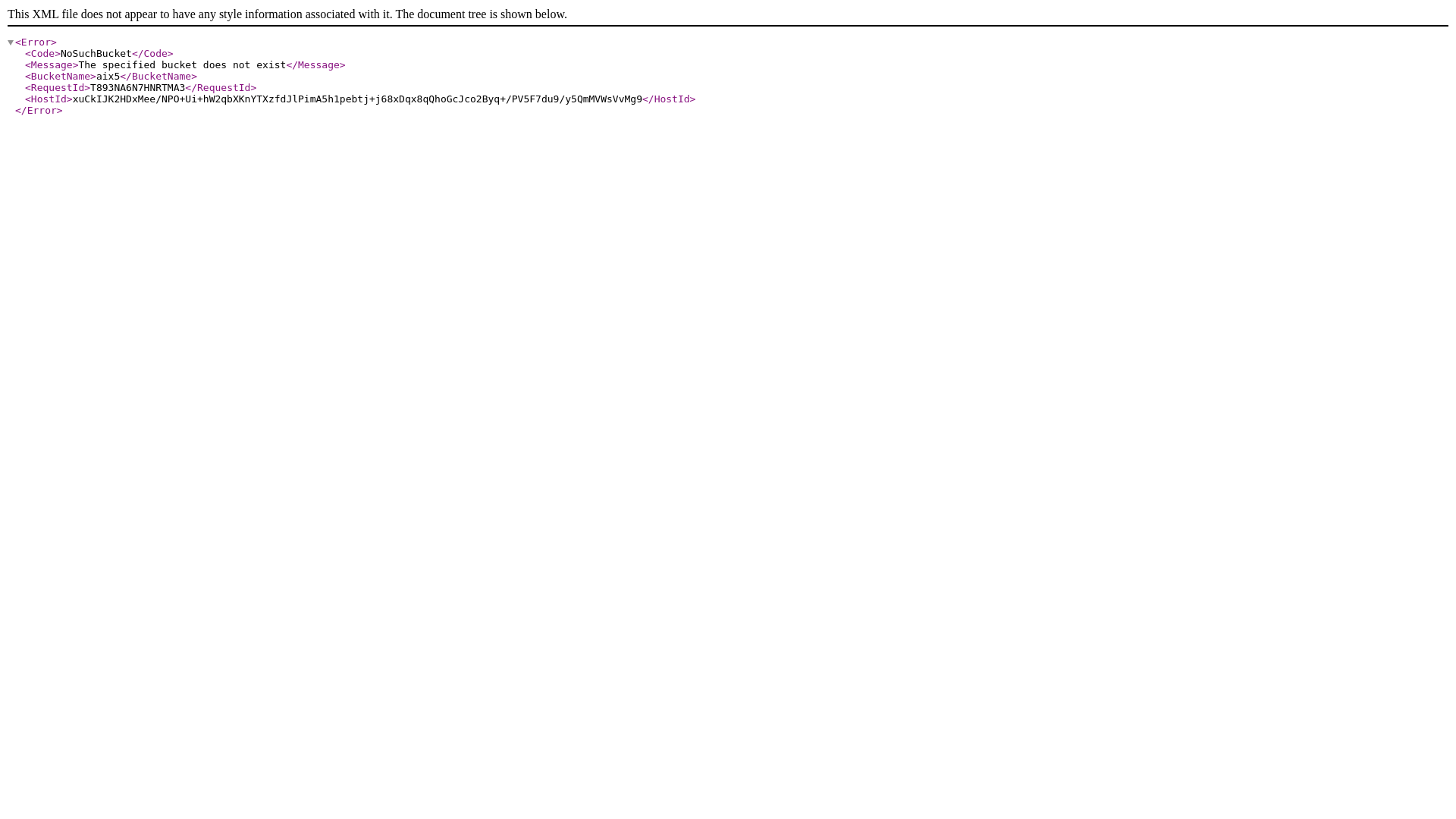 website screenshot of https://aix5.s3.us-east-2.amazonaws.com