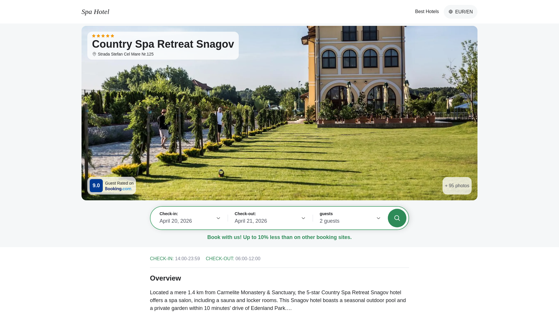 website screenshot of https://countryrreat.spahotel.guru