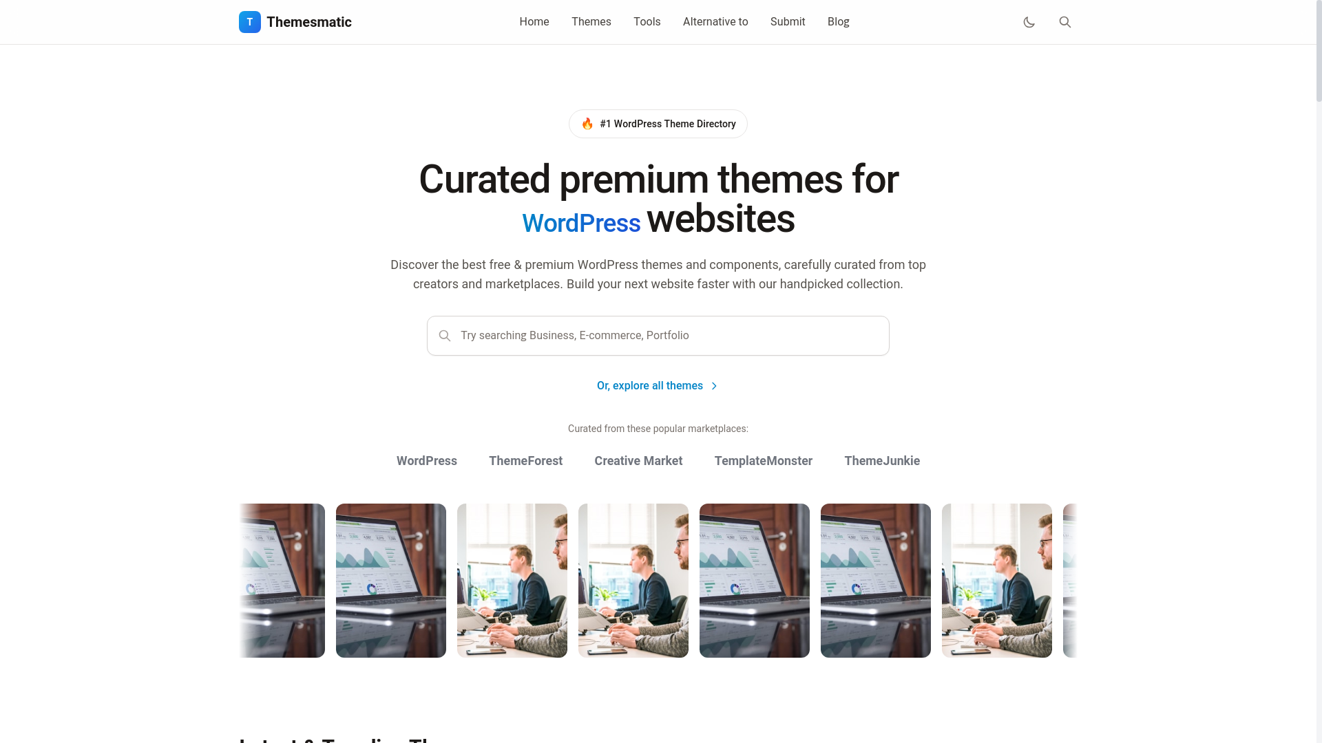 website screenshot of https://themesmatic.pages.dev/