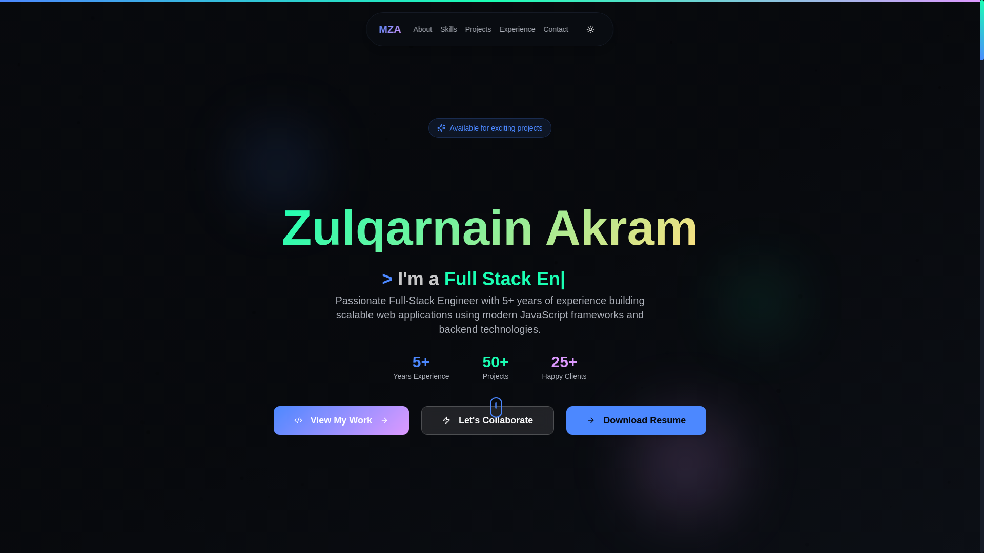 website screenshot of https://zunain.pages.dev/
