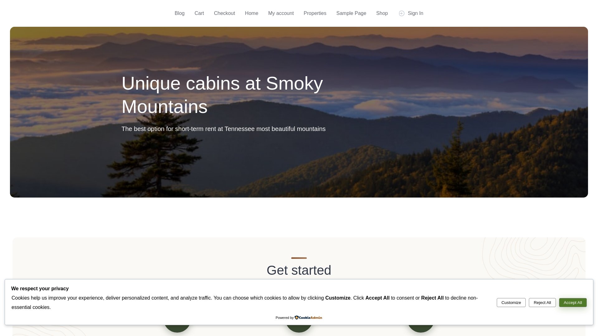 website screenshot of https://snoringbearcabins.com/