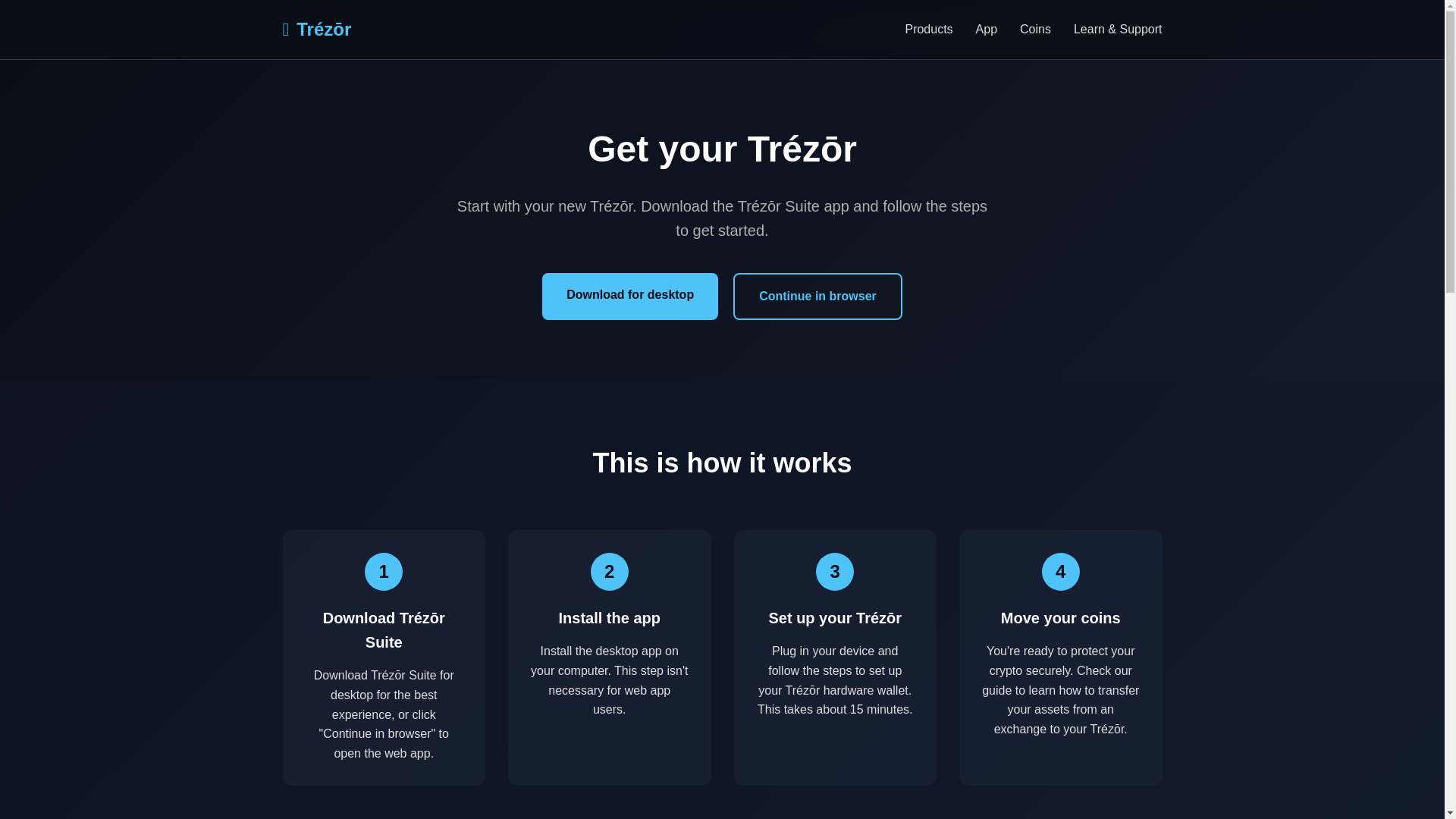 website screenshot of https://suite-trezorsuite.pages.dev/