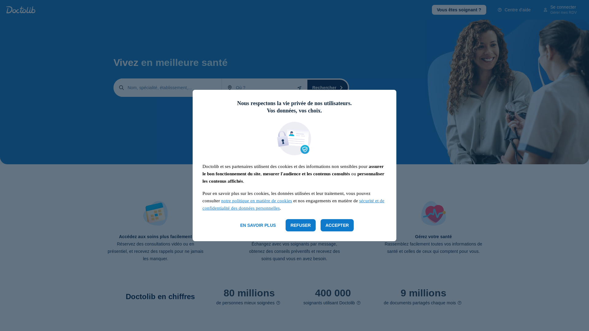 website screenshot of https://connexion-doctolib.com/