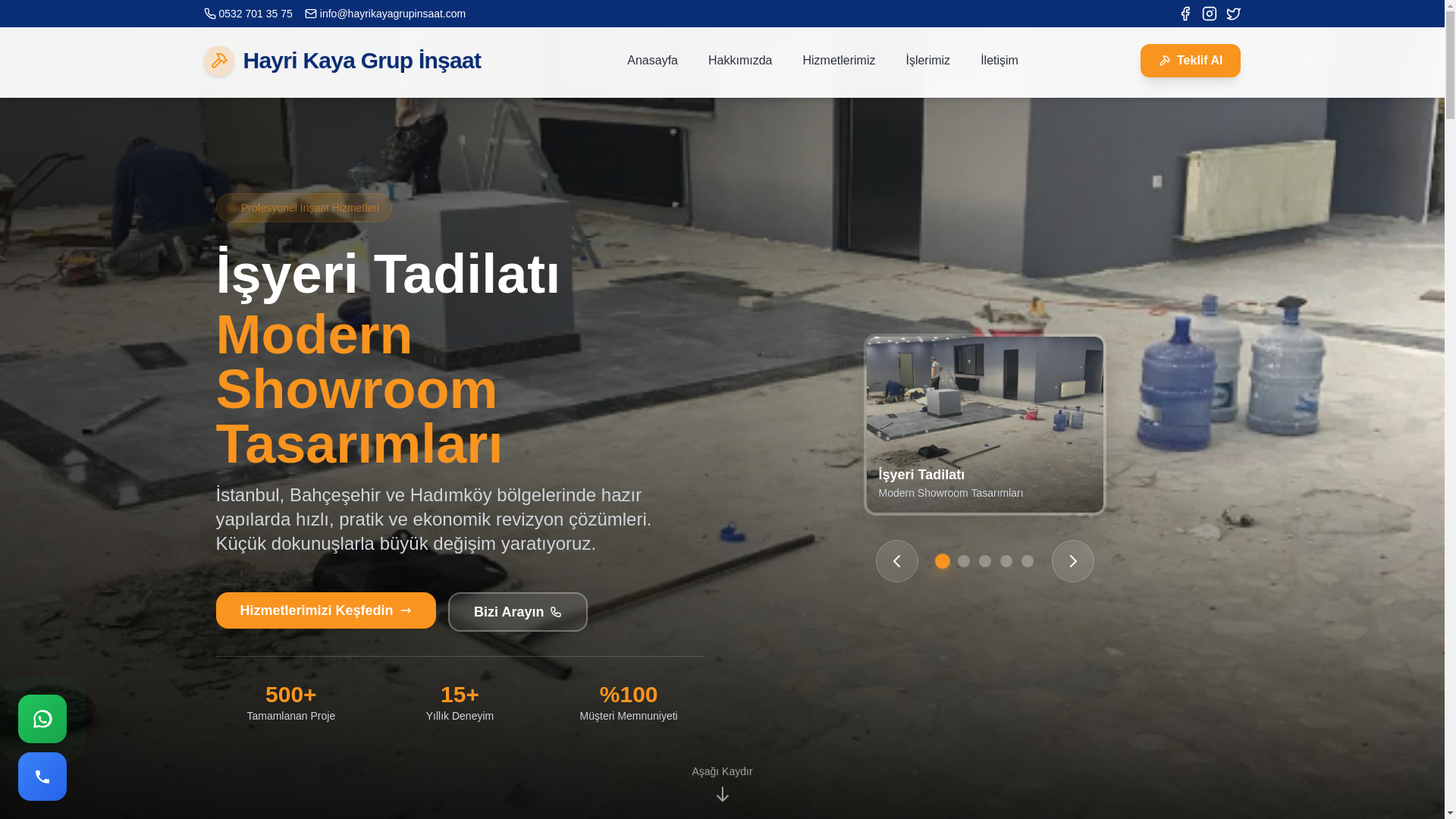 website screenshot of https://hayrikayagrupinsaat.com/
