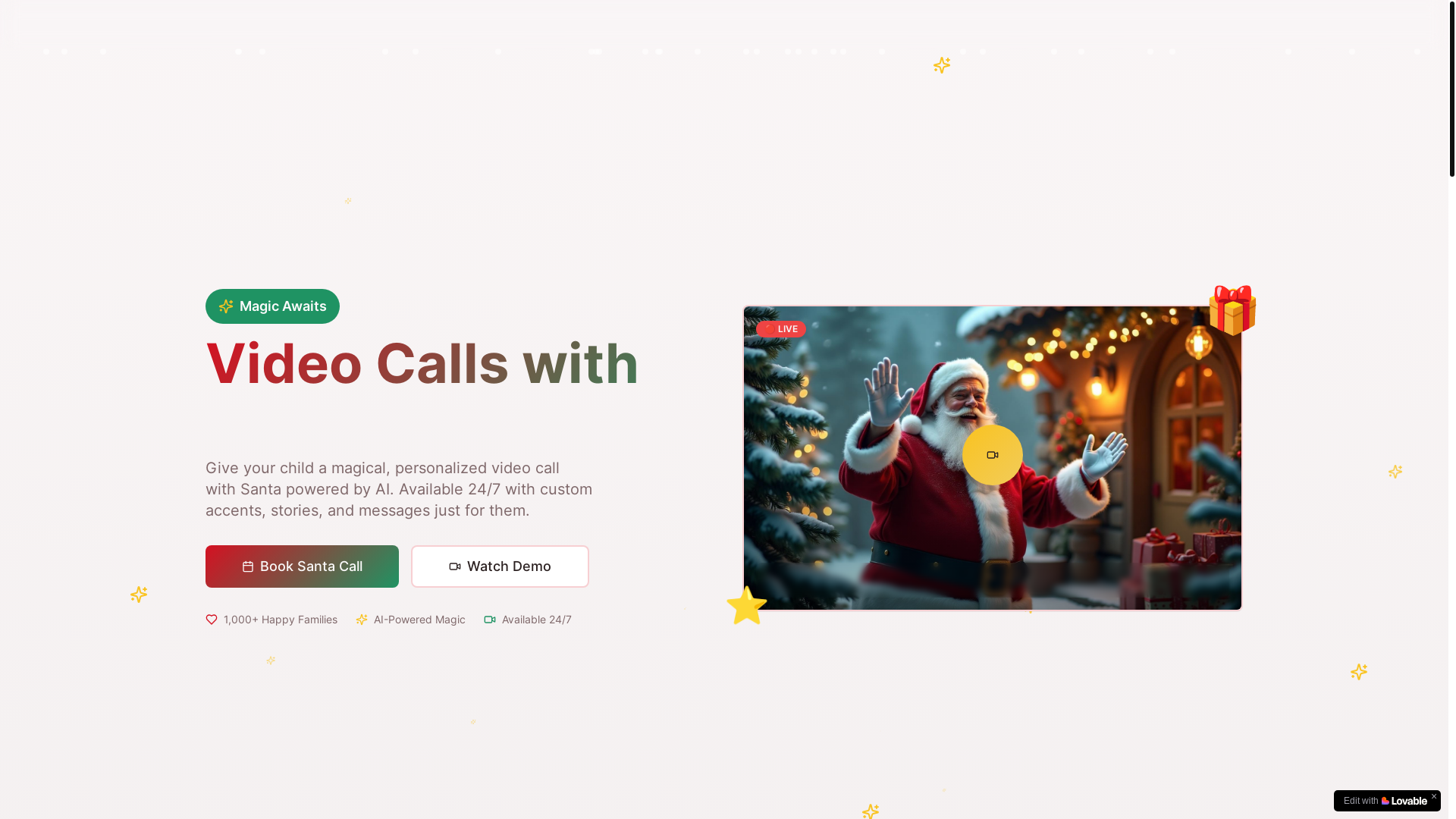 website screenshot of https://hellosanta.app/