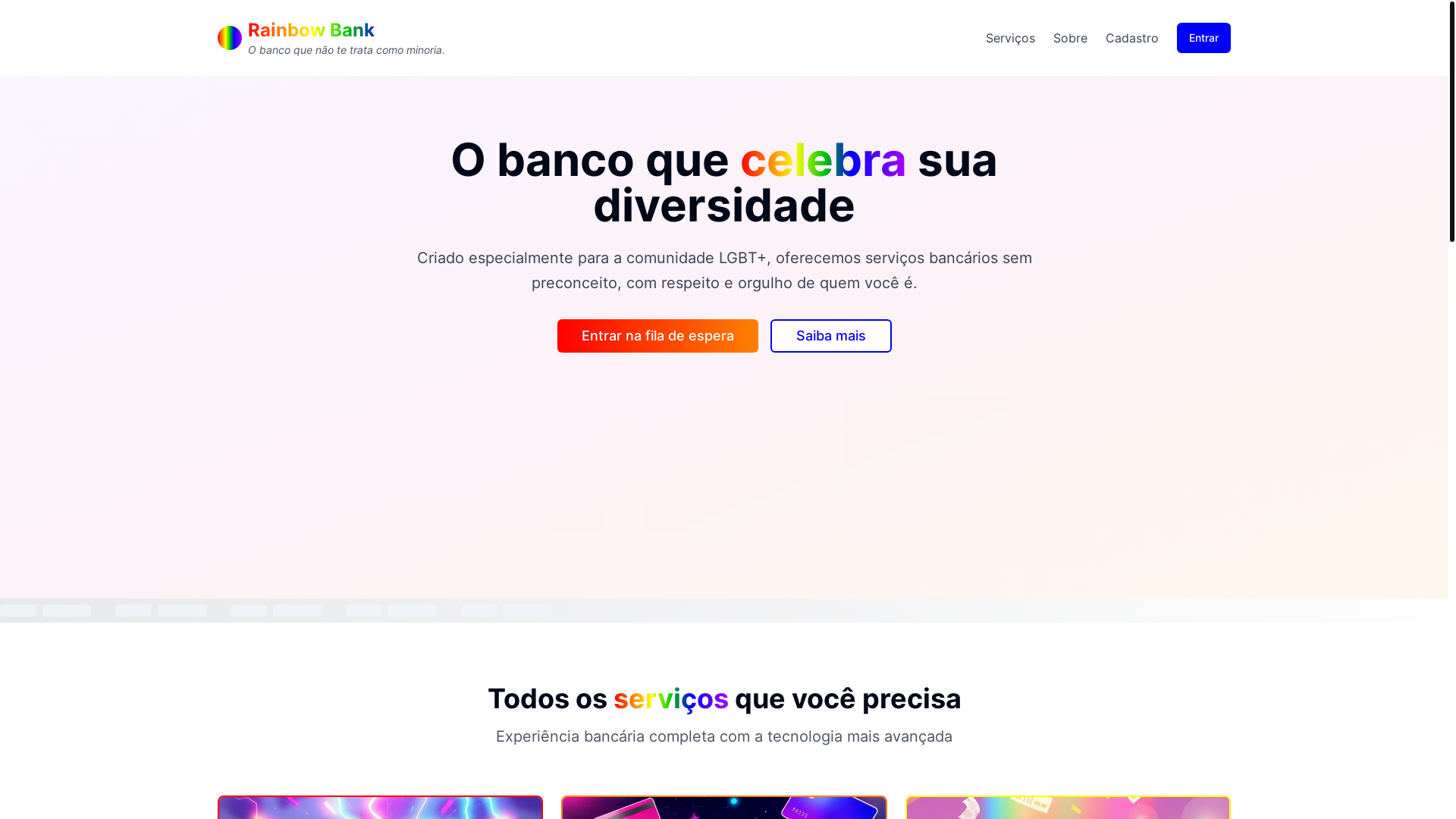 website screenshot of https://rainbowbank.com.br/