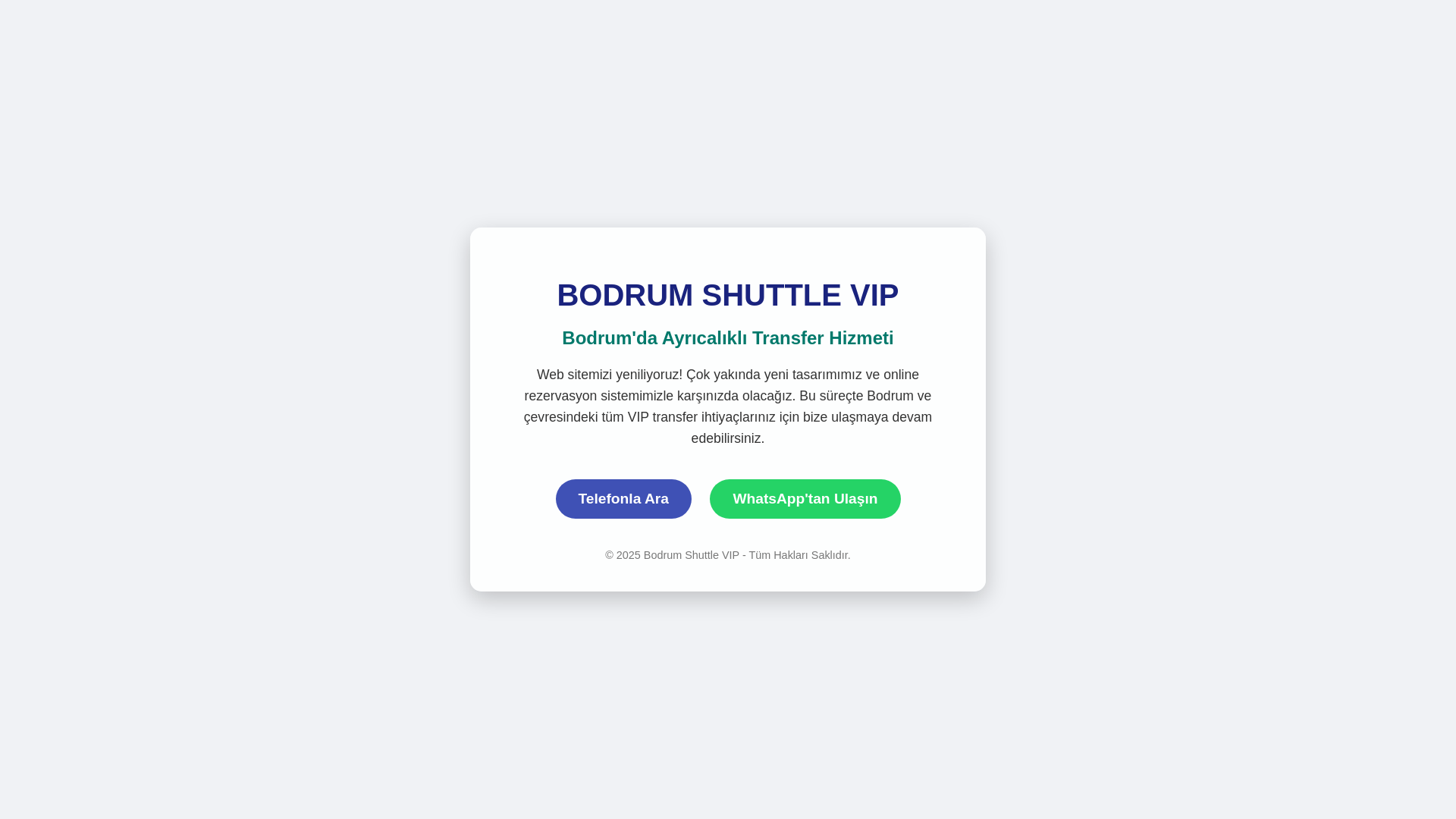 website screenshot of https://bodrumshuttlevip.com/