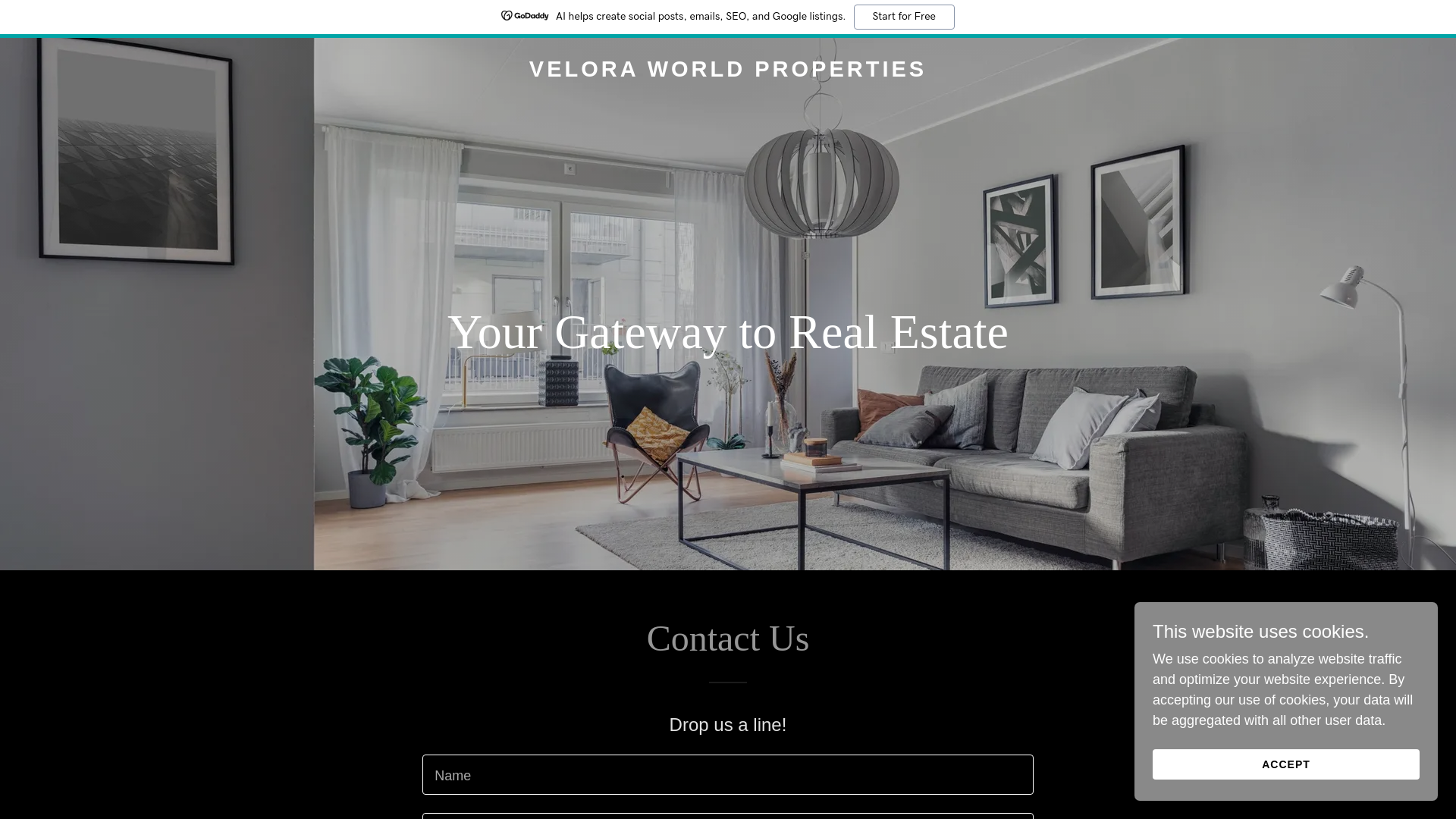 website screenshot of https://veloraworldproperties.com/