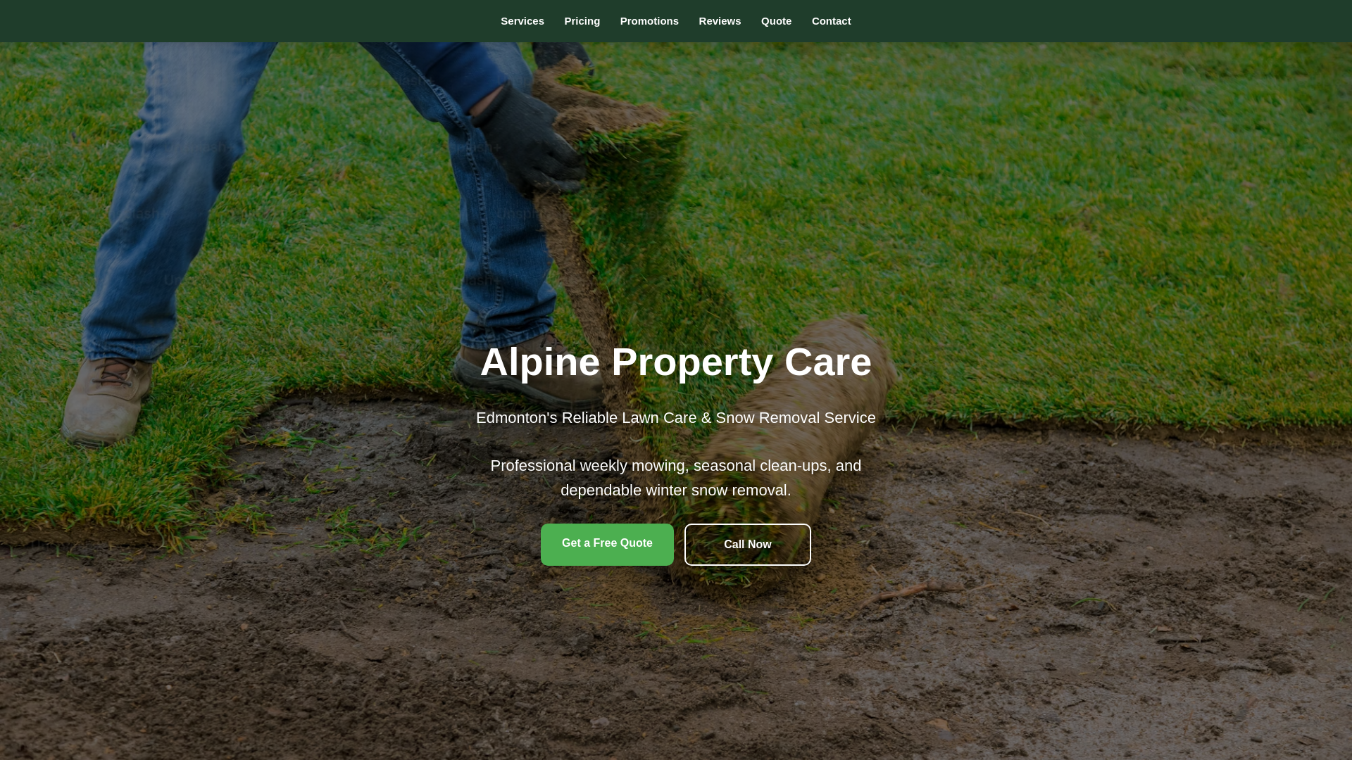 website screenshot of https://alpinepropertycare.ca/