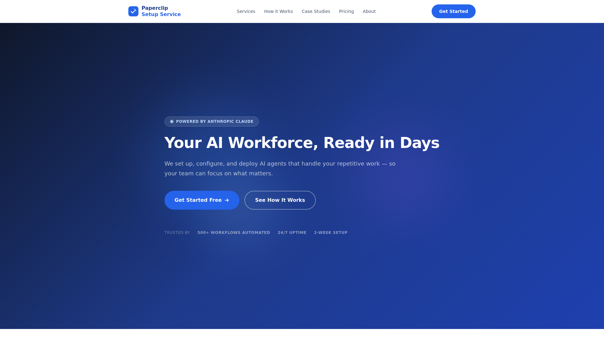 website screenshot of https://paperclip-setup-service.pages.dev/