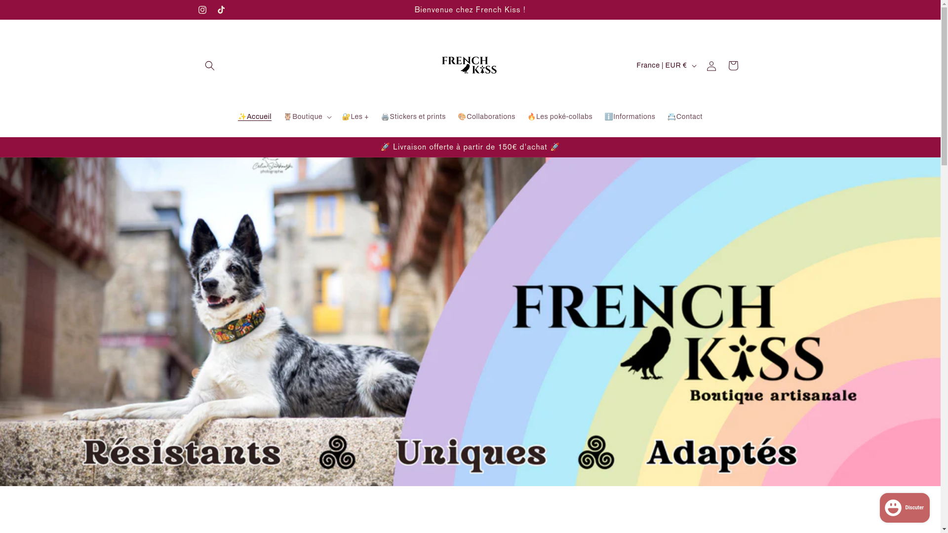 website screenshot of https://frenchkisscollars.com/