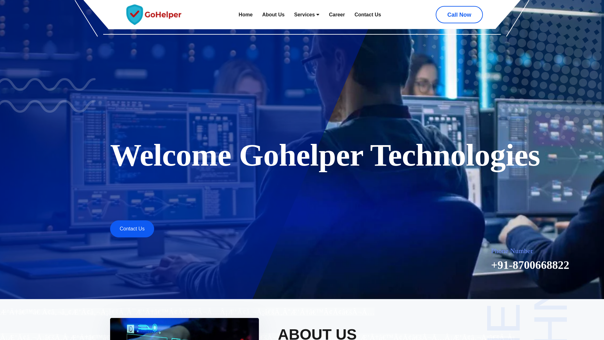 website screenshot of https://gohelpertechnologies.in