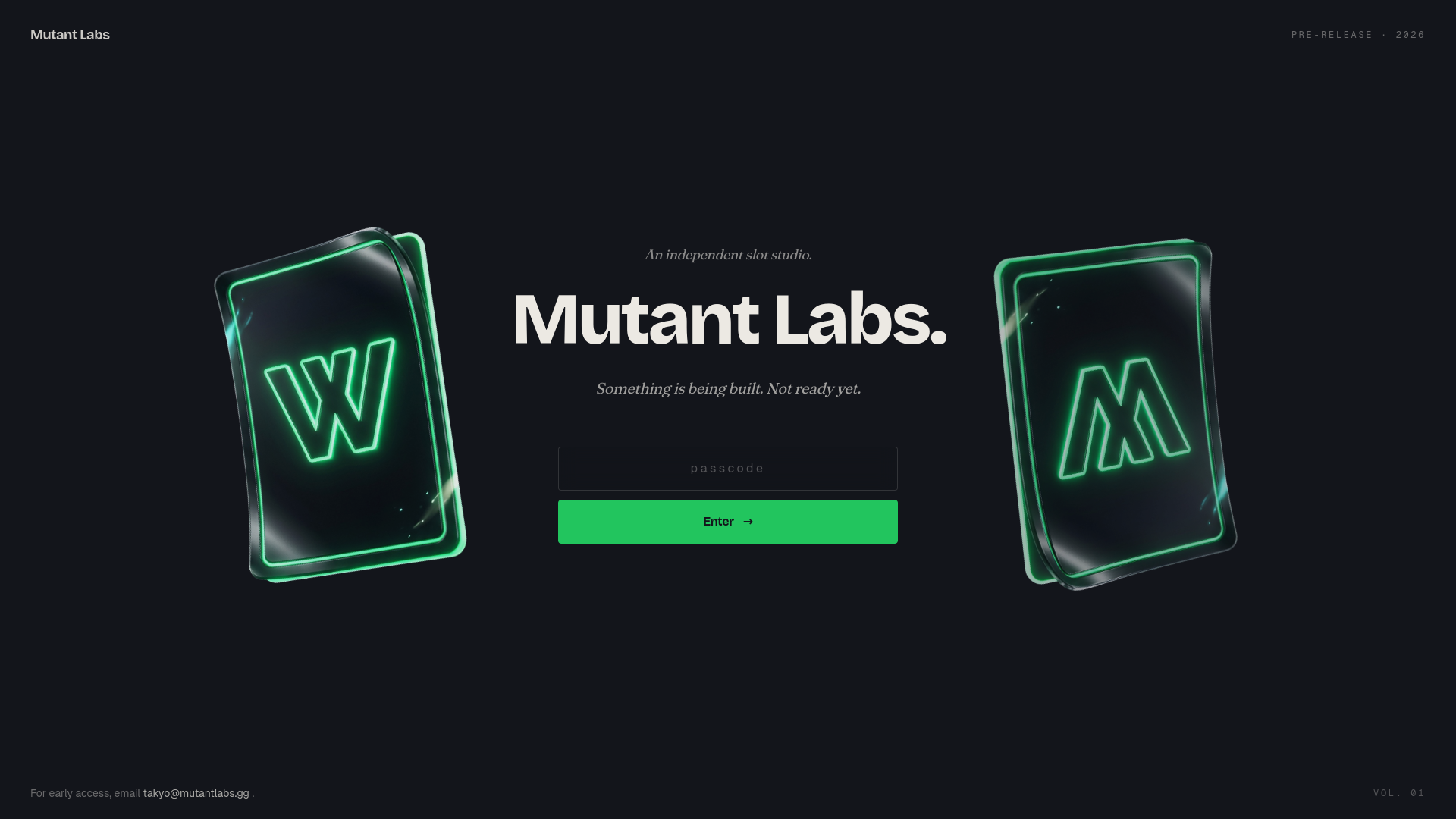 website screenshot of https://mutantlabs.gg/