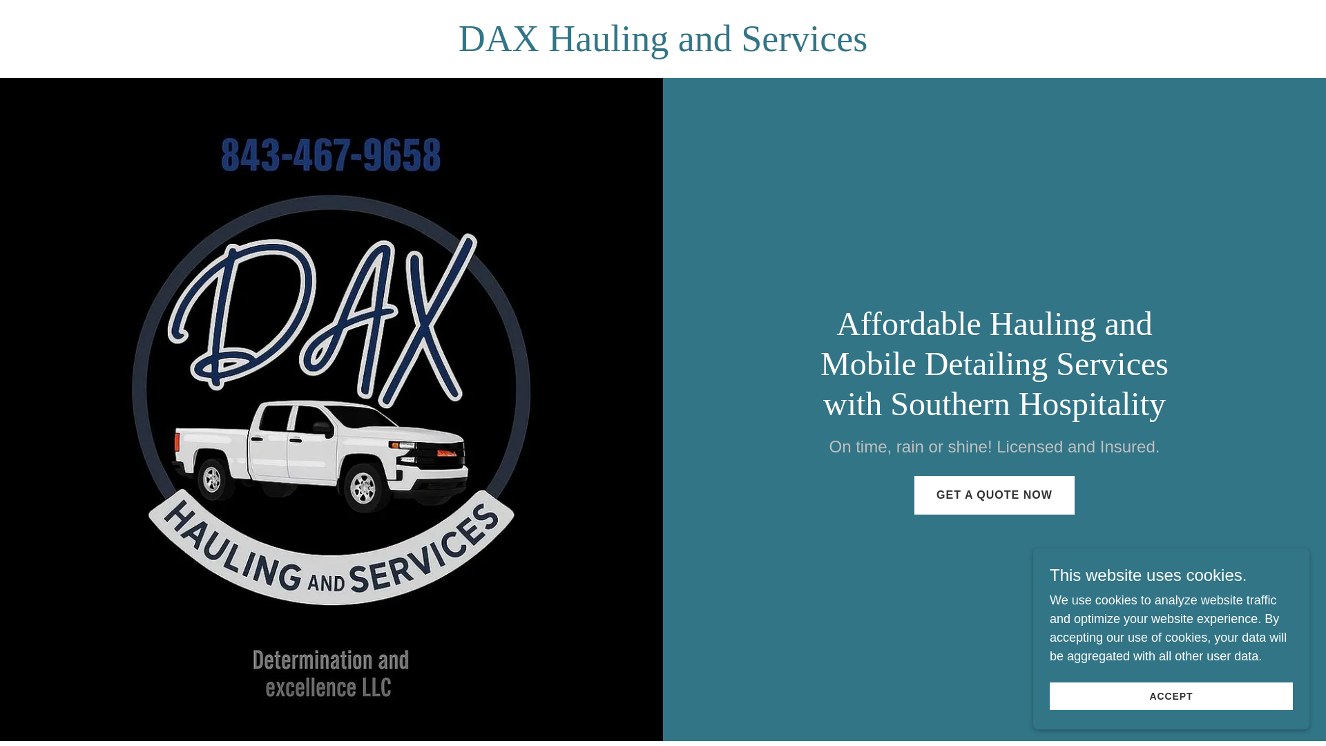 website screenshot of https://daxhaulingandservices.com/
